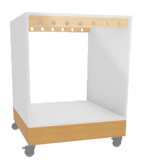 Spielwürfel offen mit 2 Spielleisten, Breite 80 cm Spielwürfel offen mit 2 Spielleisten, Breite 80 cm