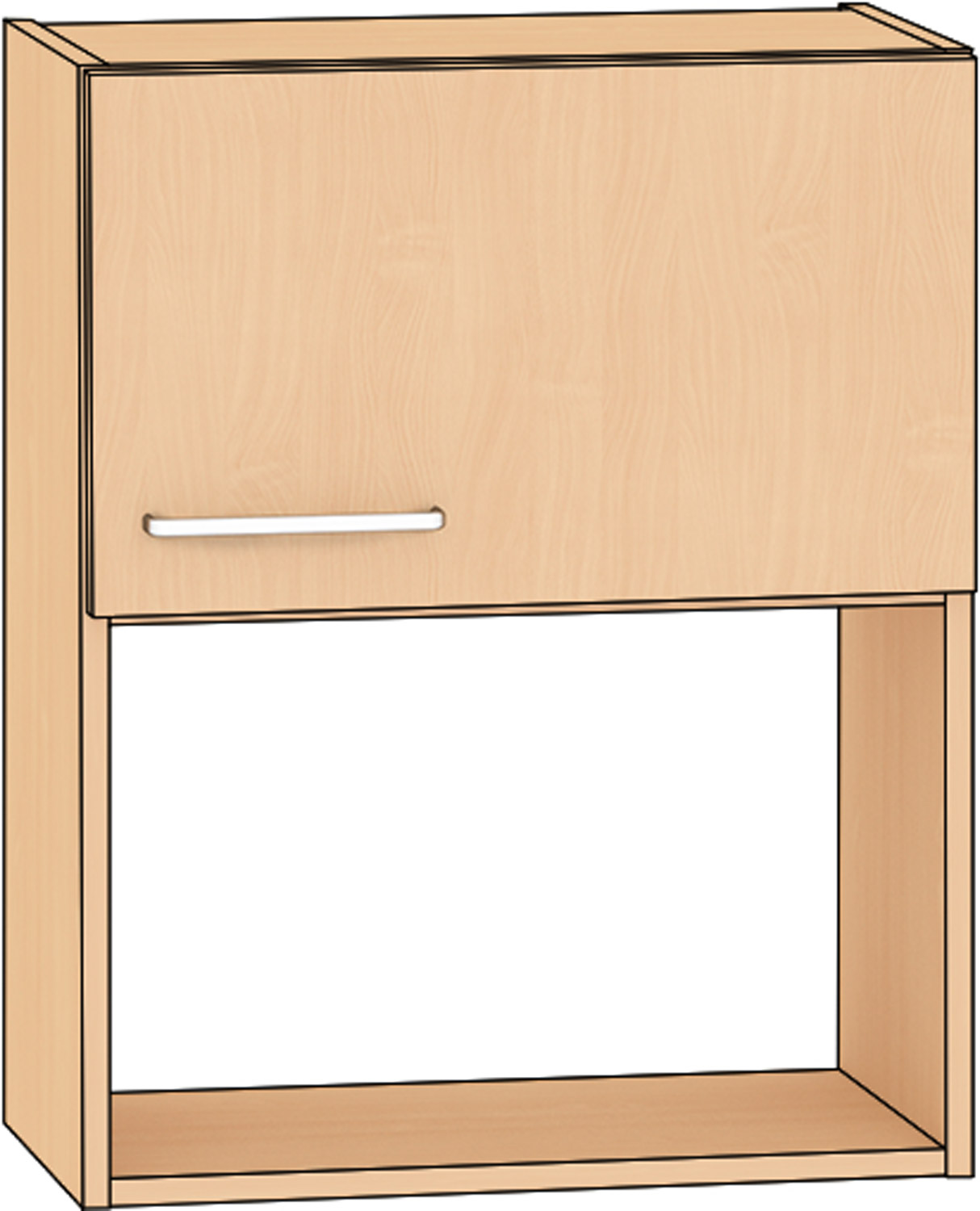 Hängeschrank für Mikrowelle Türanschlag rechts, Buche