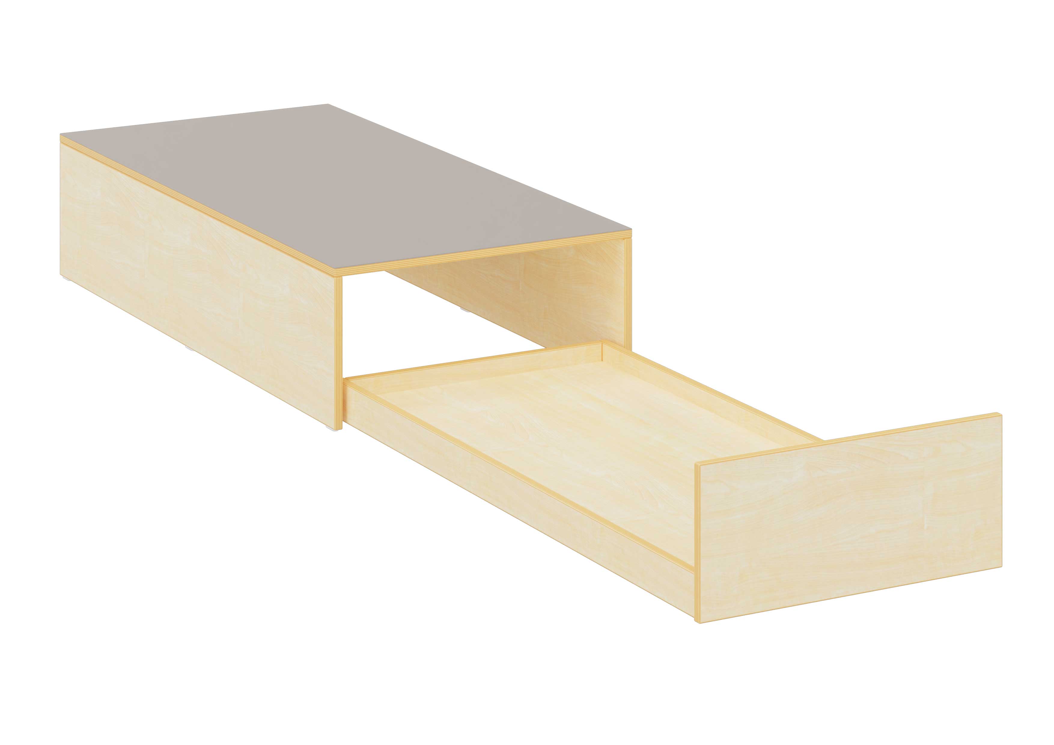 Bettenpodest mit Auszug dunkelgrau, Ahorn Dekor