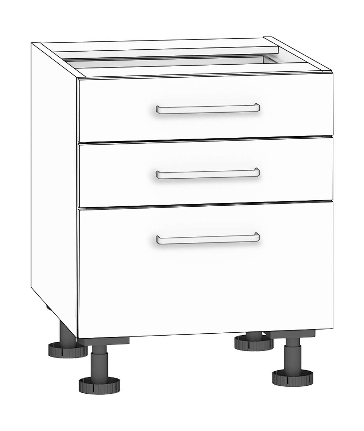Schubkastenschrank mit 3 Schubkästen, Breite 50 cm