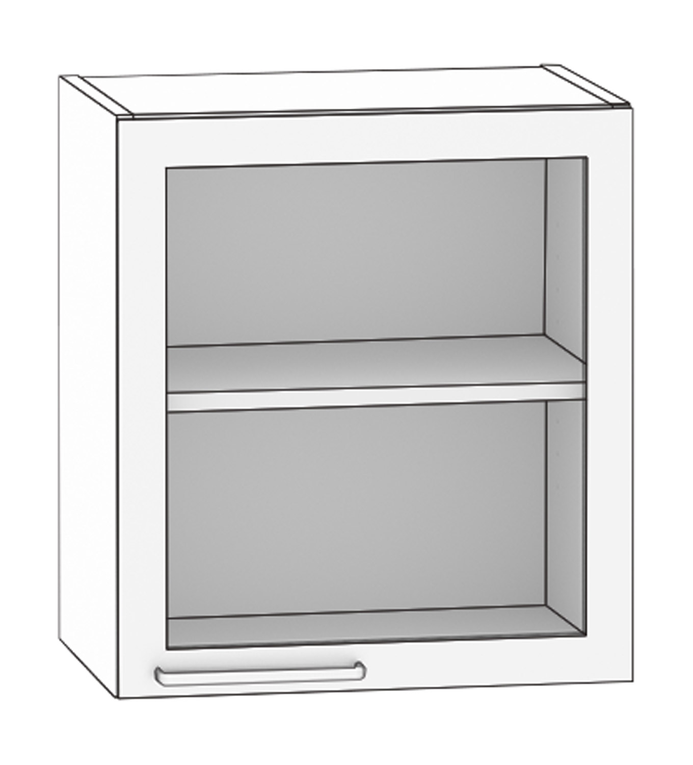 Hängeschrank 1 Glastür Breite 50 cm, Türanschlag rechts, weiß