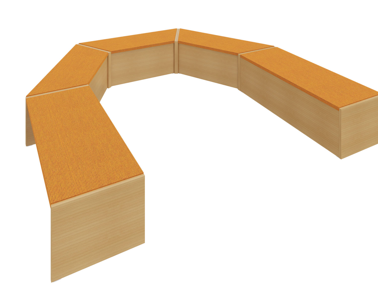 Trapez Podest mit Tretfort Teppich safran