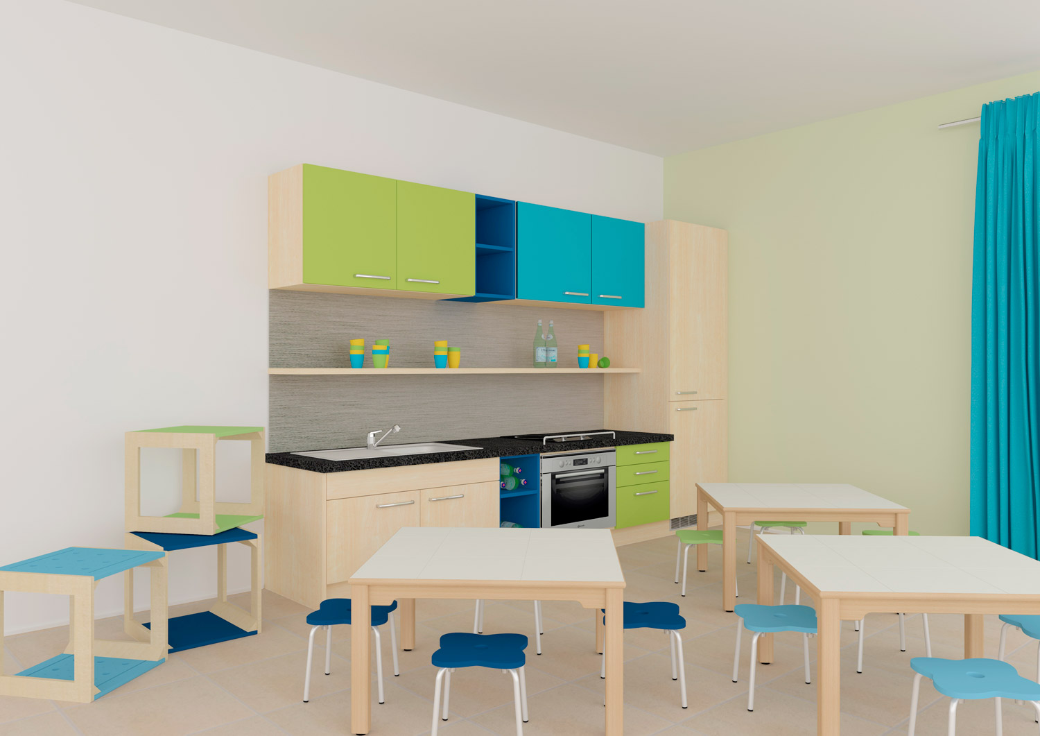 Bunte Küche Küche mit unterschiedlichen Farben