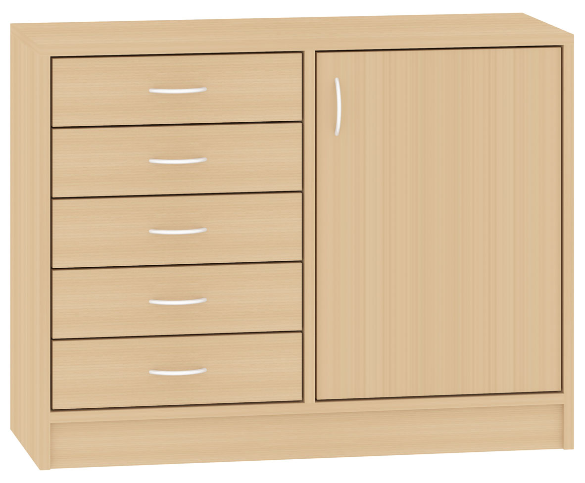 Schrank mit 5 Schubkästen und Tür, Breite 100 cm