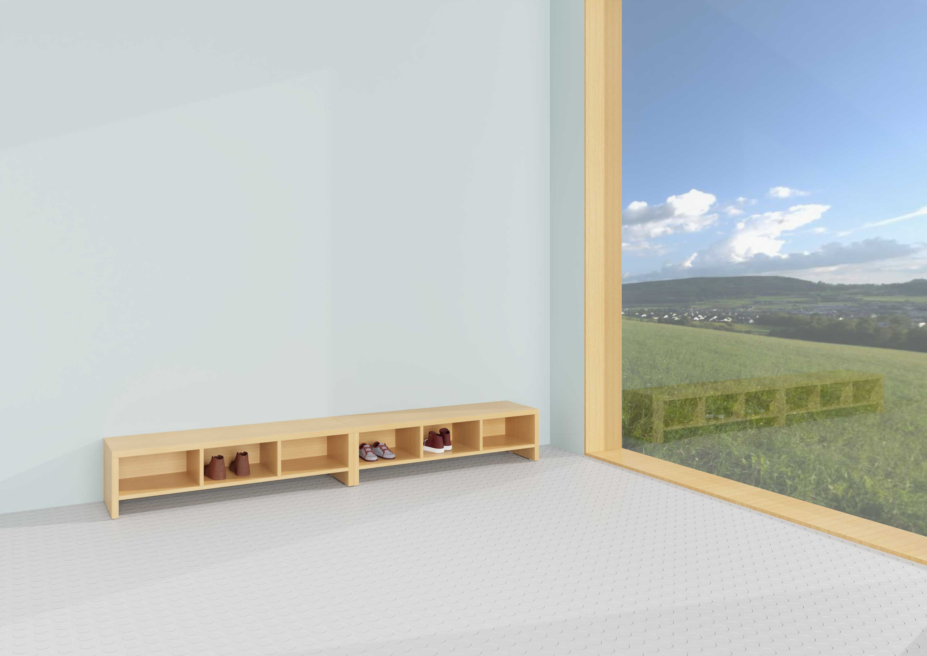 hej Garderobenbank T mit Fächern Höhe 26 cm, Breite 100 cm, Buche Dekor