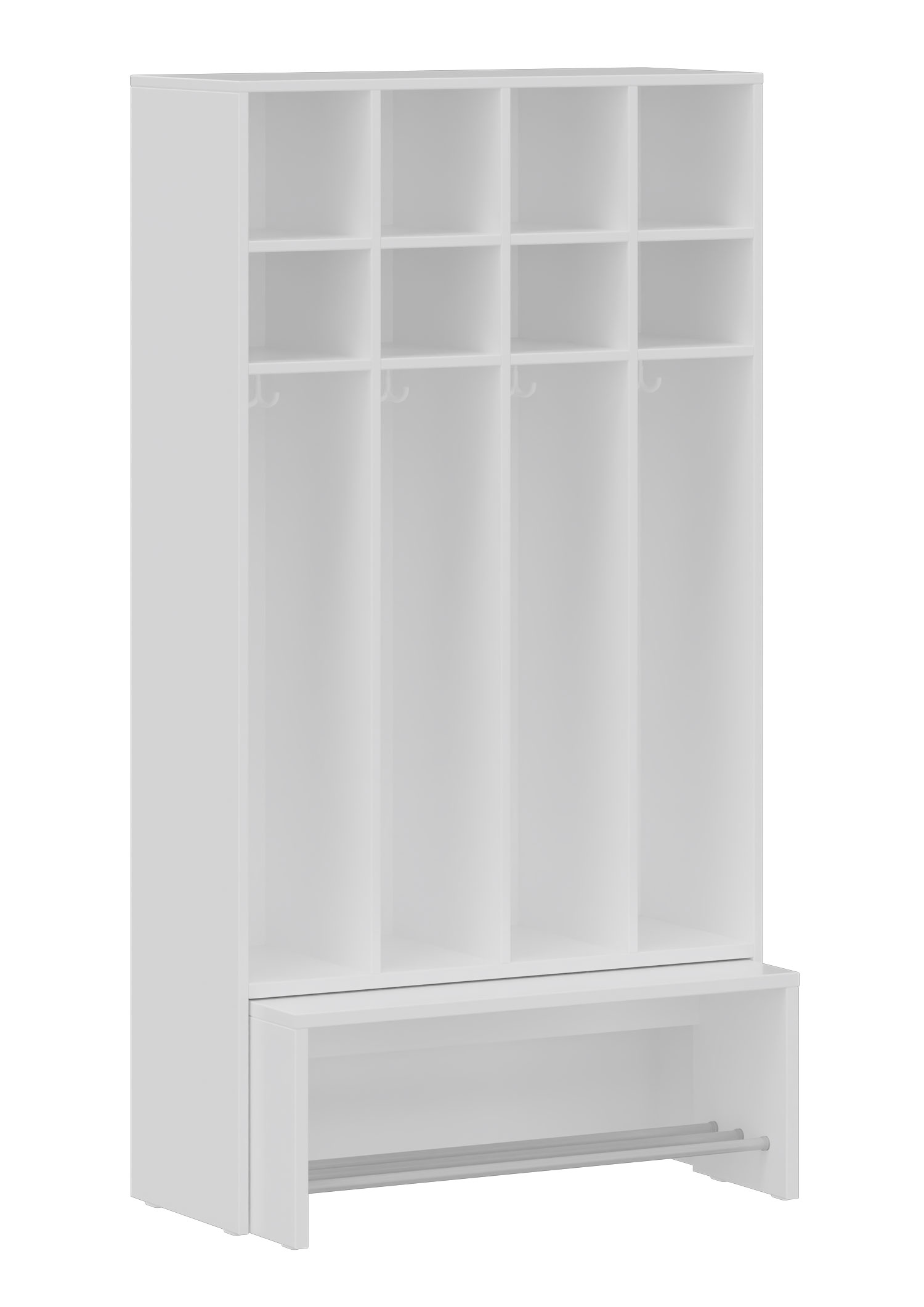 hej Garderobe mit Ausziehbank B mit 22,6 cm Fachbreite Größe 4, 4 Schrankfächer
