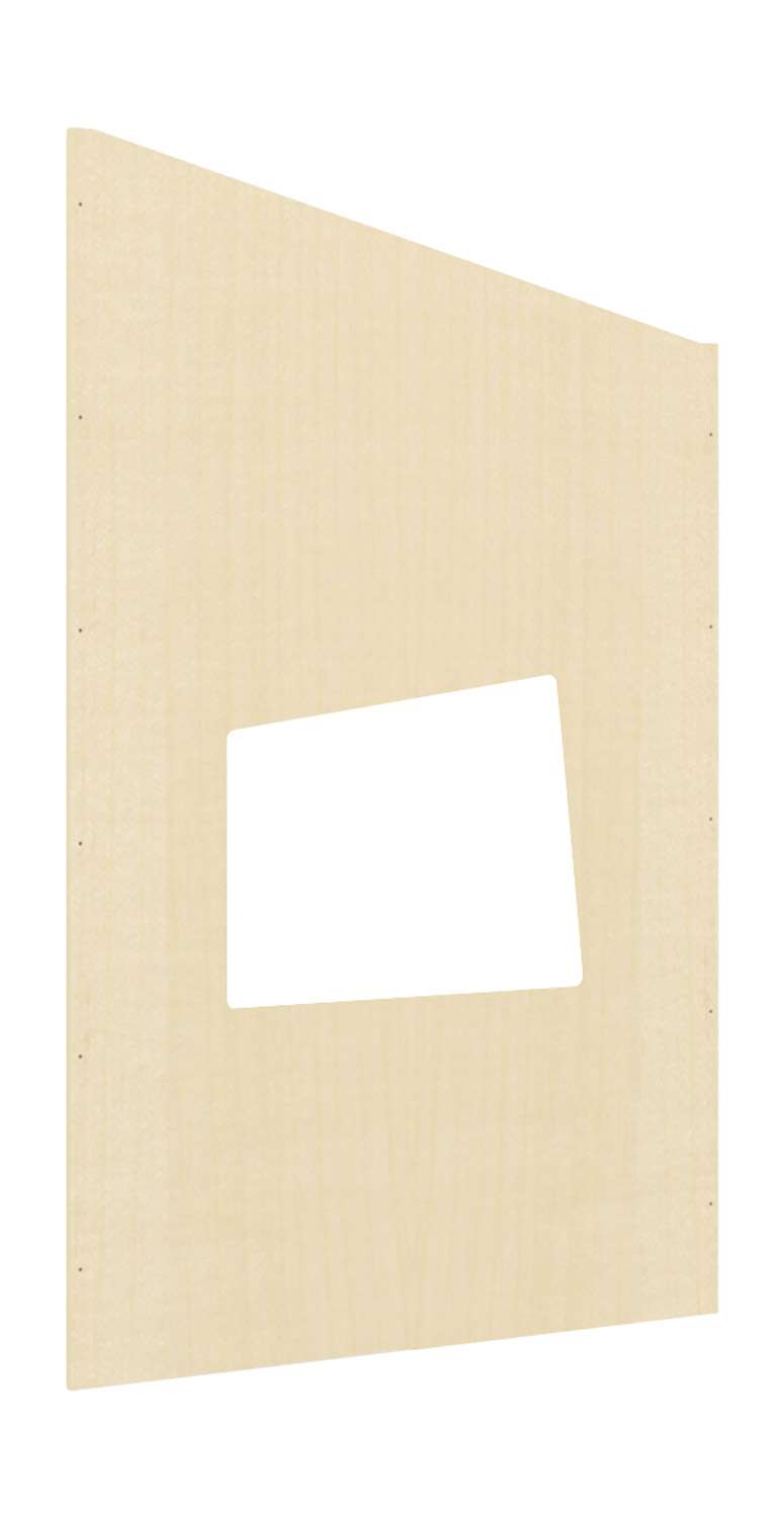 Füllung oben, Giebel mit kleinem Acrylglas Fenster, Spitze links