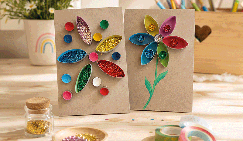 3D-Glitzerblumen als Geschenk, Einladung oder Raum-Dekoration.