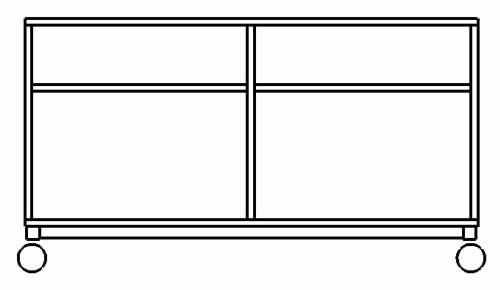 Schrank mit Schiebetüren auf Rollen, Breite 139 cm