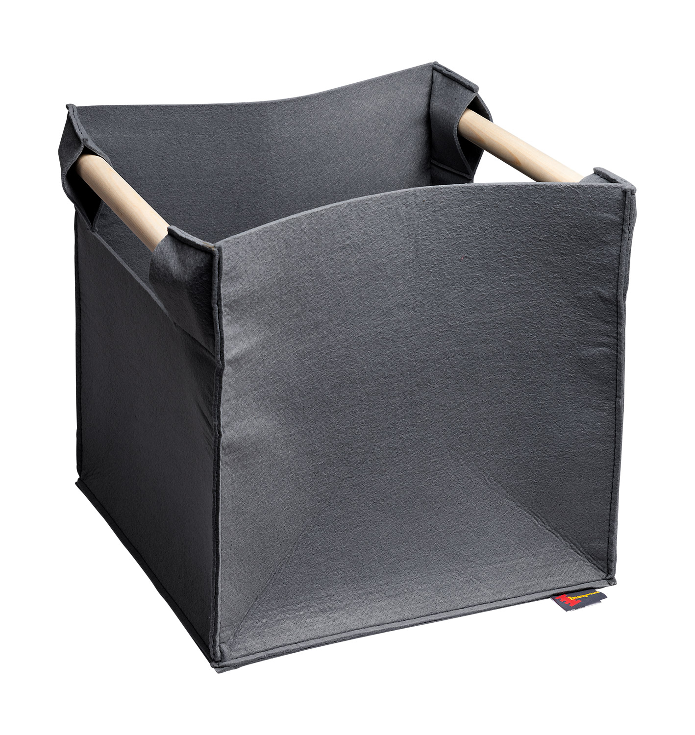 Filzkorb mit Holzgriff grau Filzkorb mit Holzgriff grau
