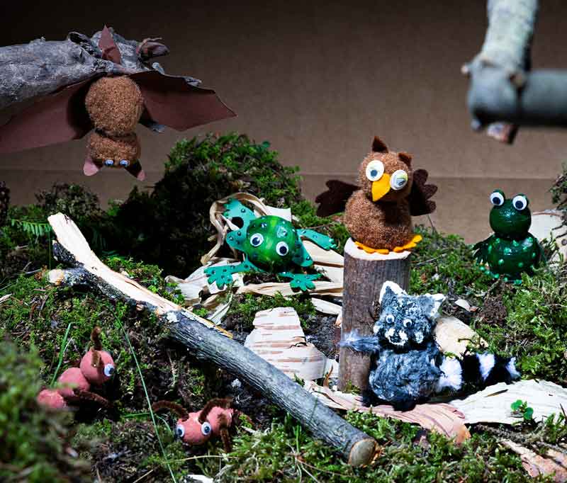 Tiere der Nacht Gebastelte Tiere der Nacht: Feldermaus, Eule & Co