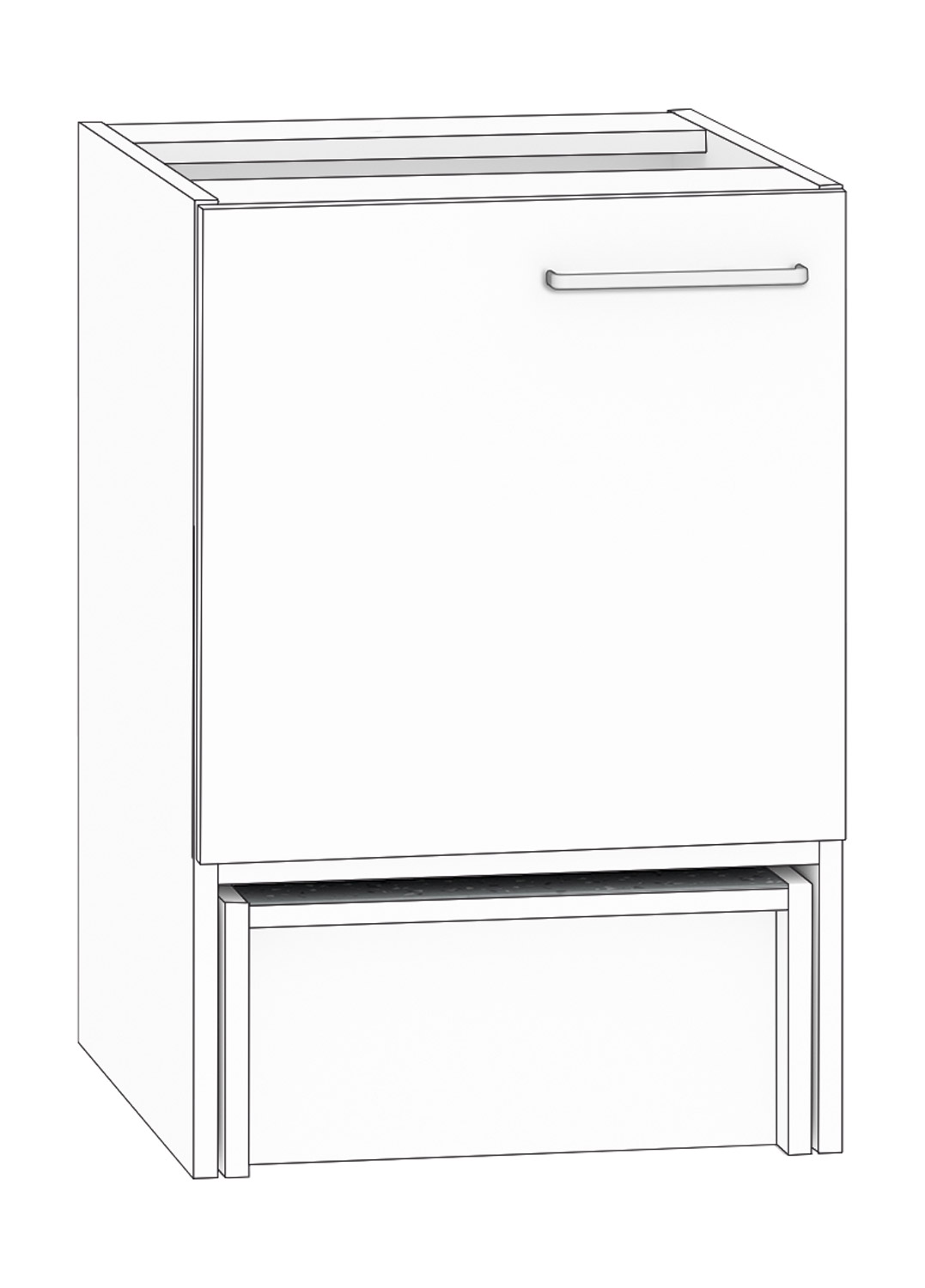 Anstellschrank Breite 50, Türanschlag links, weiß