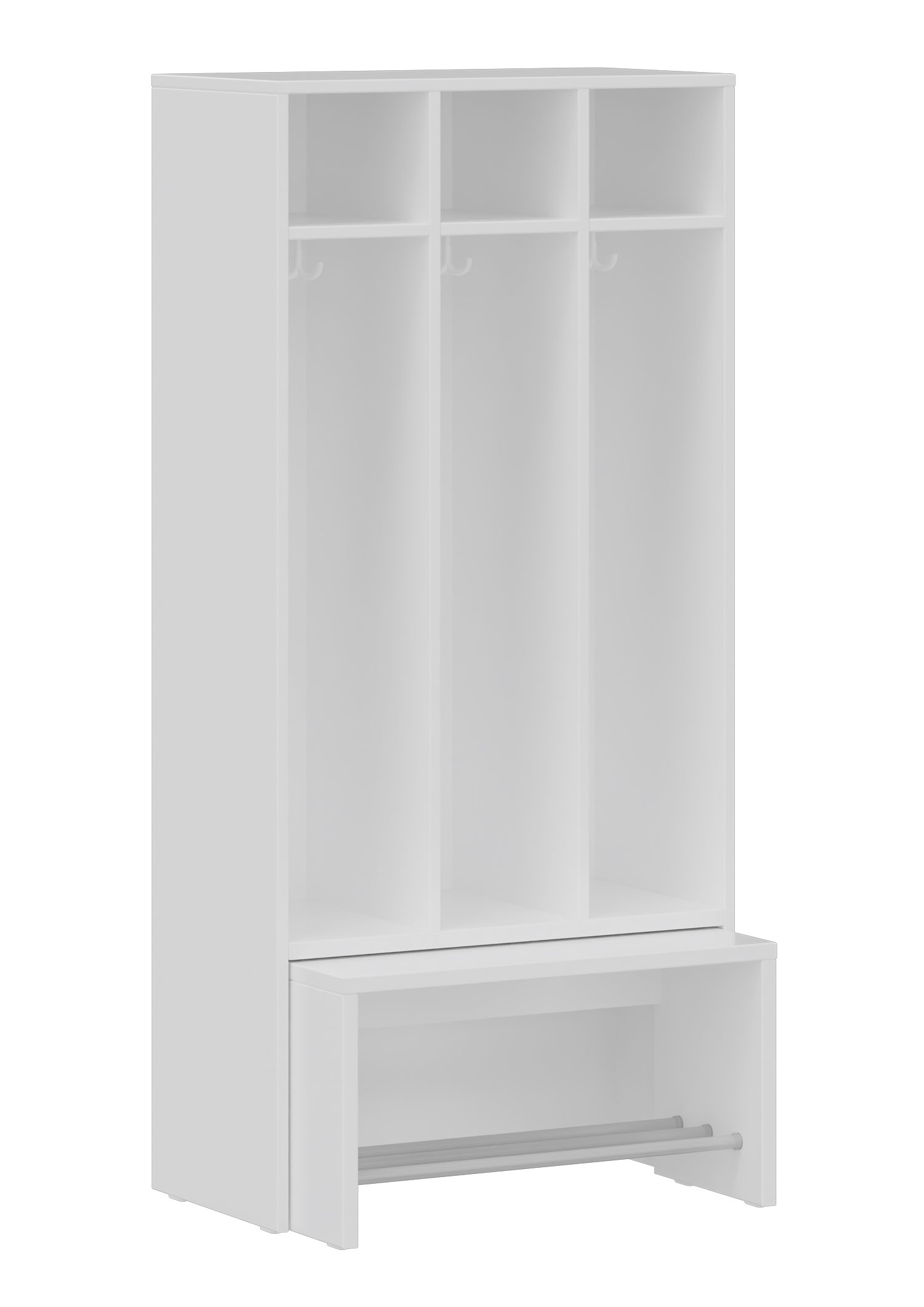 hej Garderobe mit Ausziehbank B mit 22,6 cm Fachbreite Größe 4, 3 Schrankfächer
