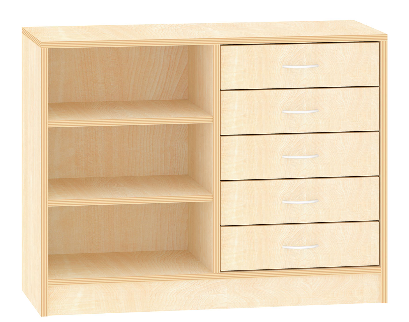 Schrank mit 5 Schubkästen und Regalteil, Breite 100 cm