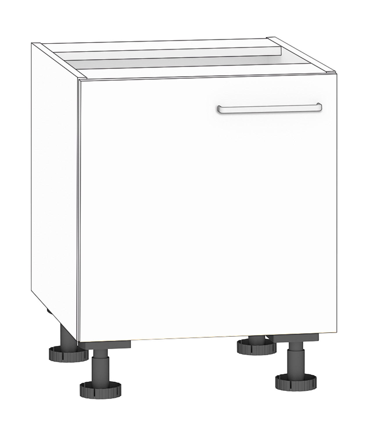 Anstellschrank Breite 50, Türanschlag links, weiß