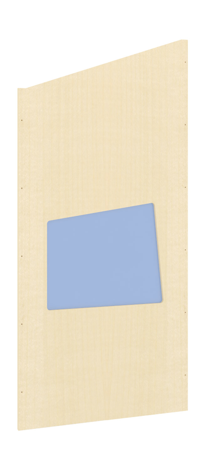 Füllung oben, Giebel mit kleinem Acrylglas Fenster, Spitze rechts Für schmale Füllungsbreite, blaues Fenster