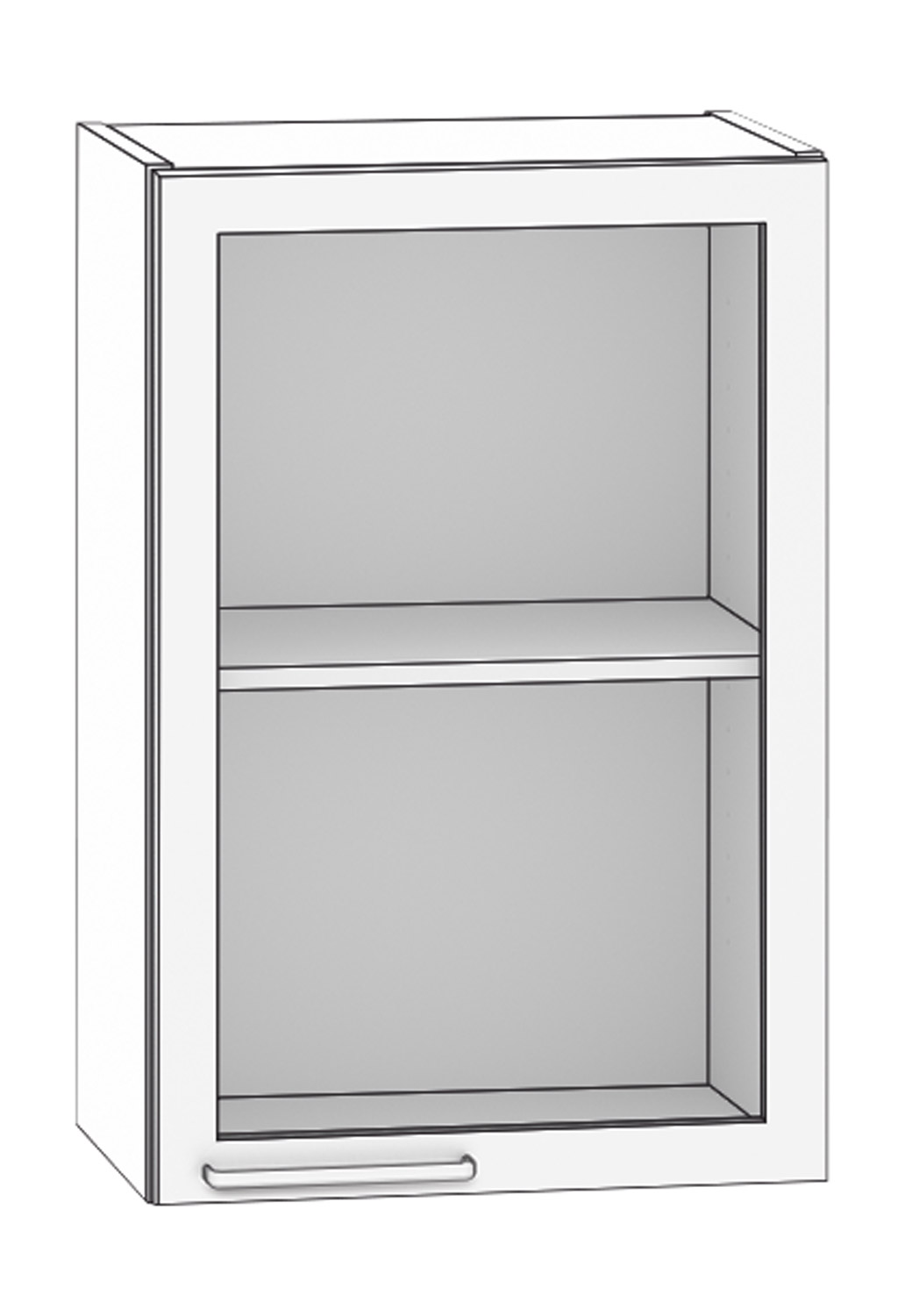 Hängeschrank mit Glastür Breite 50 cm, Türanschlag rechts, weiß