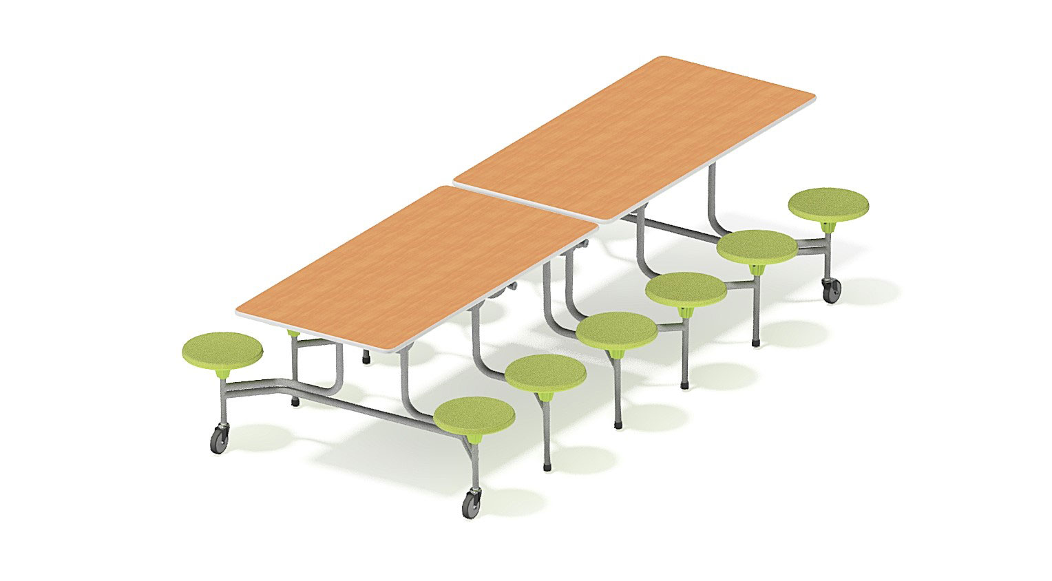 12er Tisch-Sitzkombination Buche Dekor, hellgrün, Sitzhöhe 44 cm