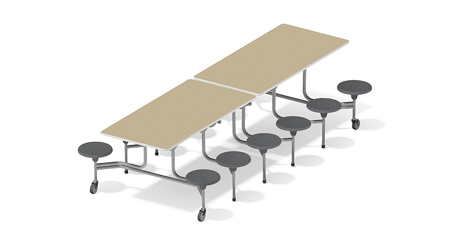 12er Tisch-Sitzkombination Ahorn Dekor, grau, Sitzhöhe 44 cm