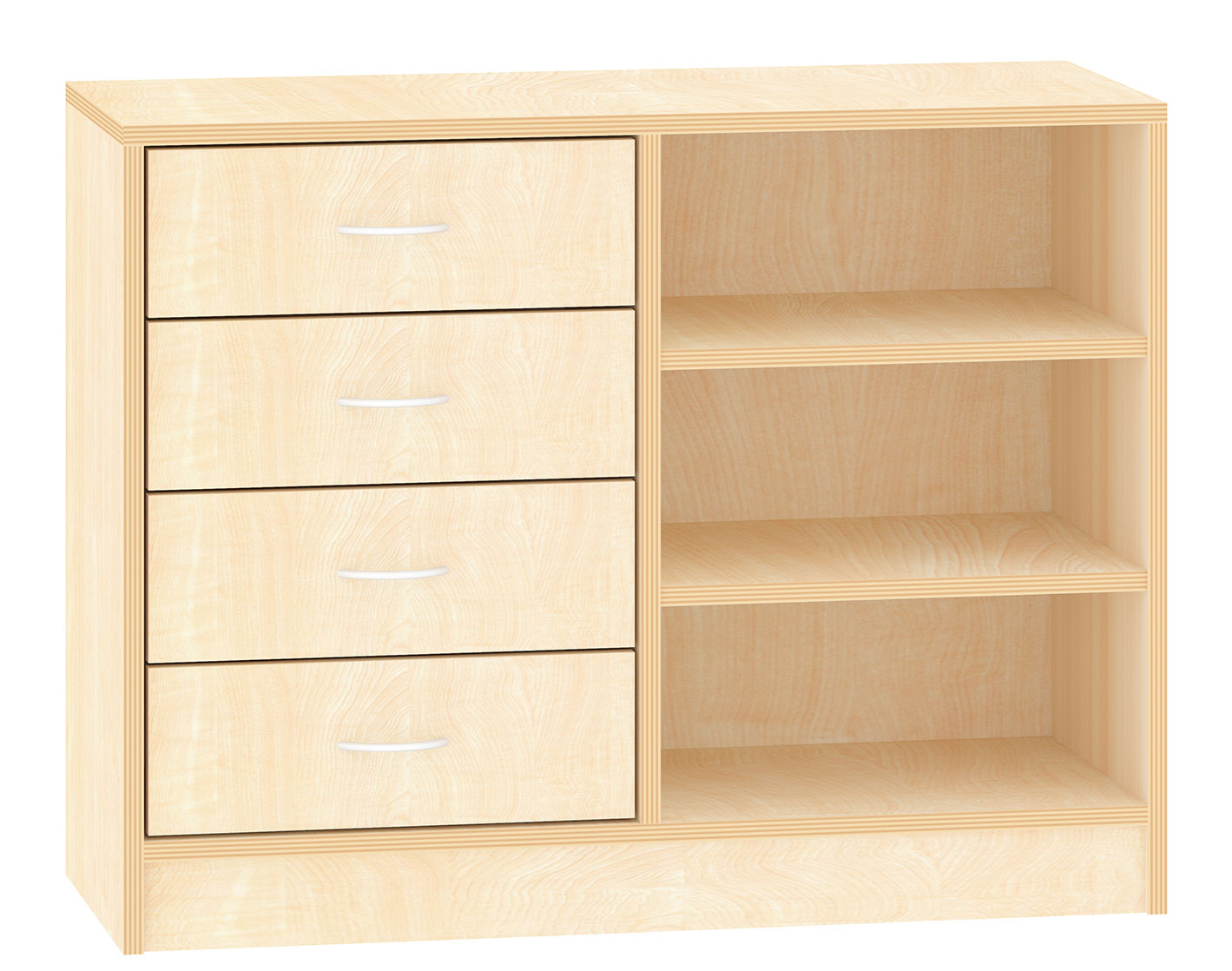 Schrank mit 4 Schubkästen und Regalteil, Breite 100 cm