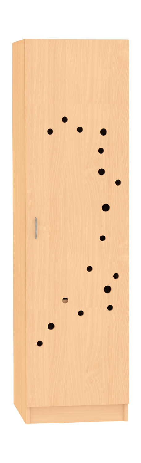 Deckenschrank, Breite 51 cm. Türe mit Lüftungslöchern 62 cm tief, Buche Dekor