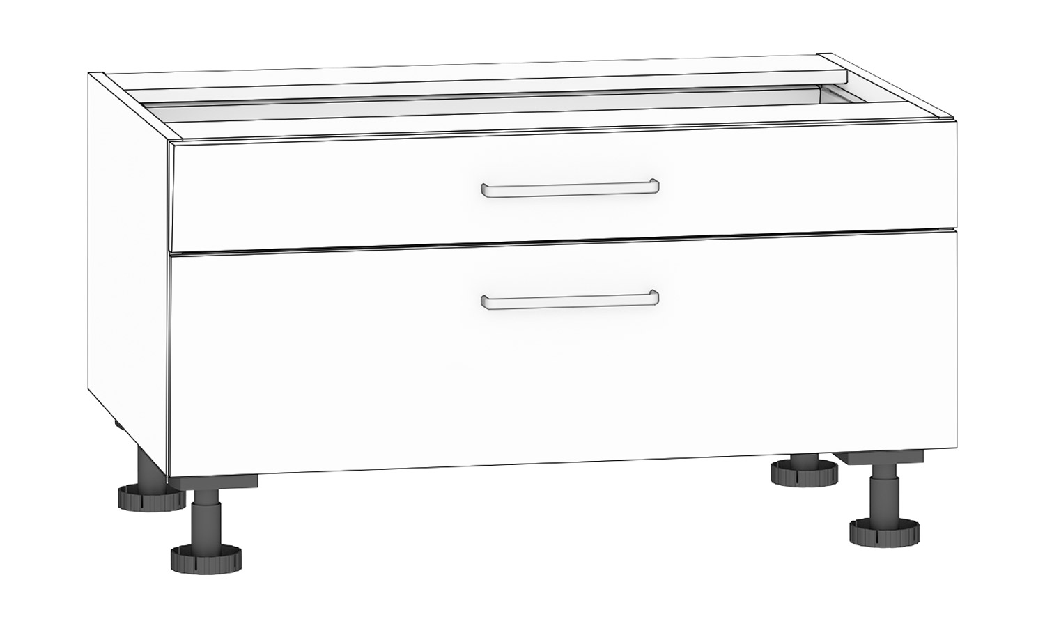 Schubkastenschrank mit 2 Schubkästen, Breite 90