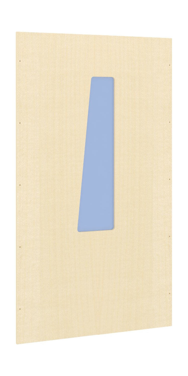 Füllung oben, Wand mit schmalem Acrylglas Fenster Für schmale Füllungsbreite, blaues Fenster