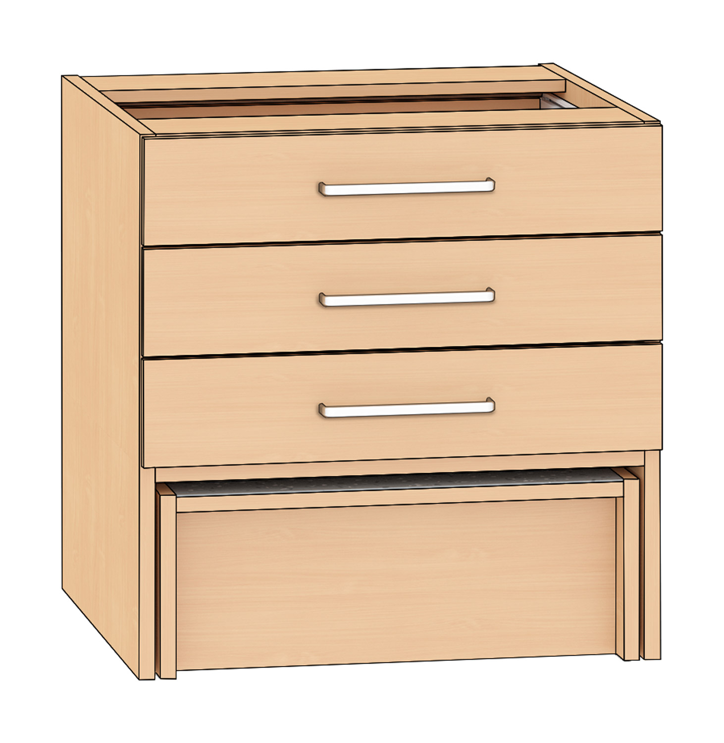 Schubkastenschrank mit 3 Schubkästen, Breite 60 cm