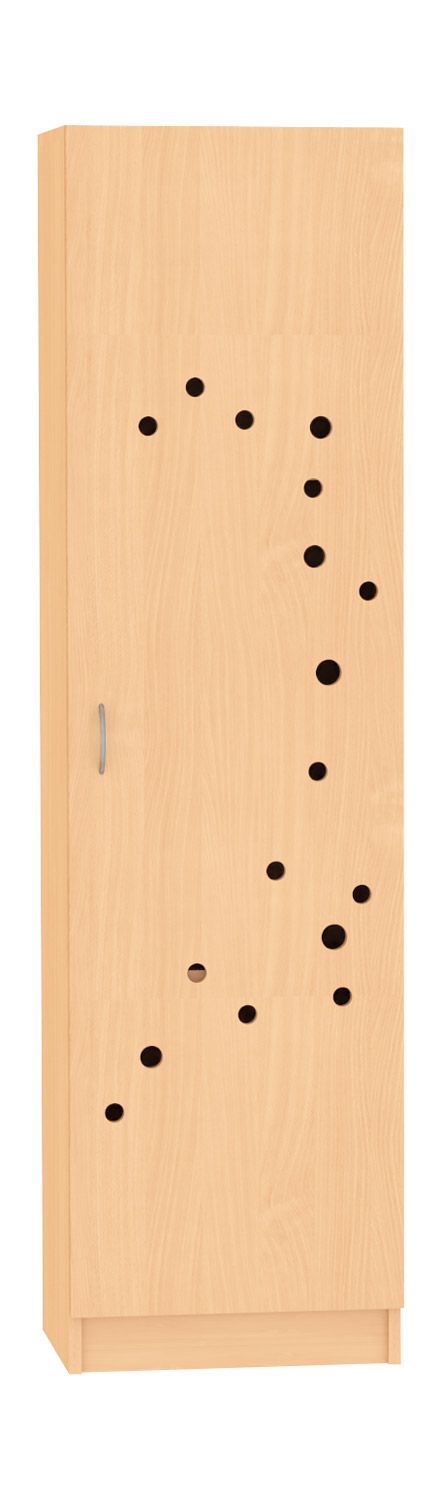 Deckenschrank, Breite 51 cm. Türe mit Lüftungslöchern 42 cm tief, Buche Dekor