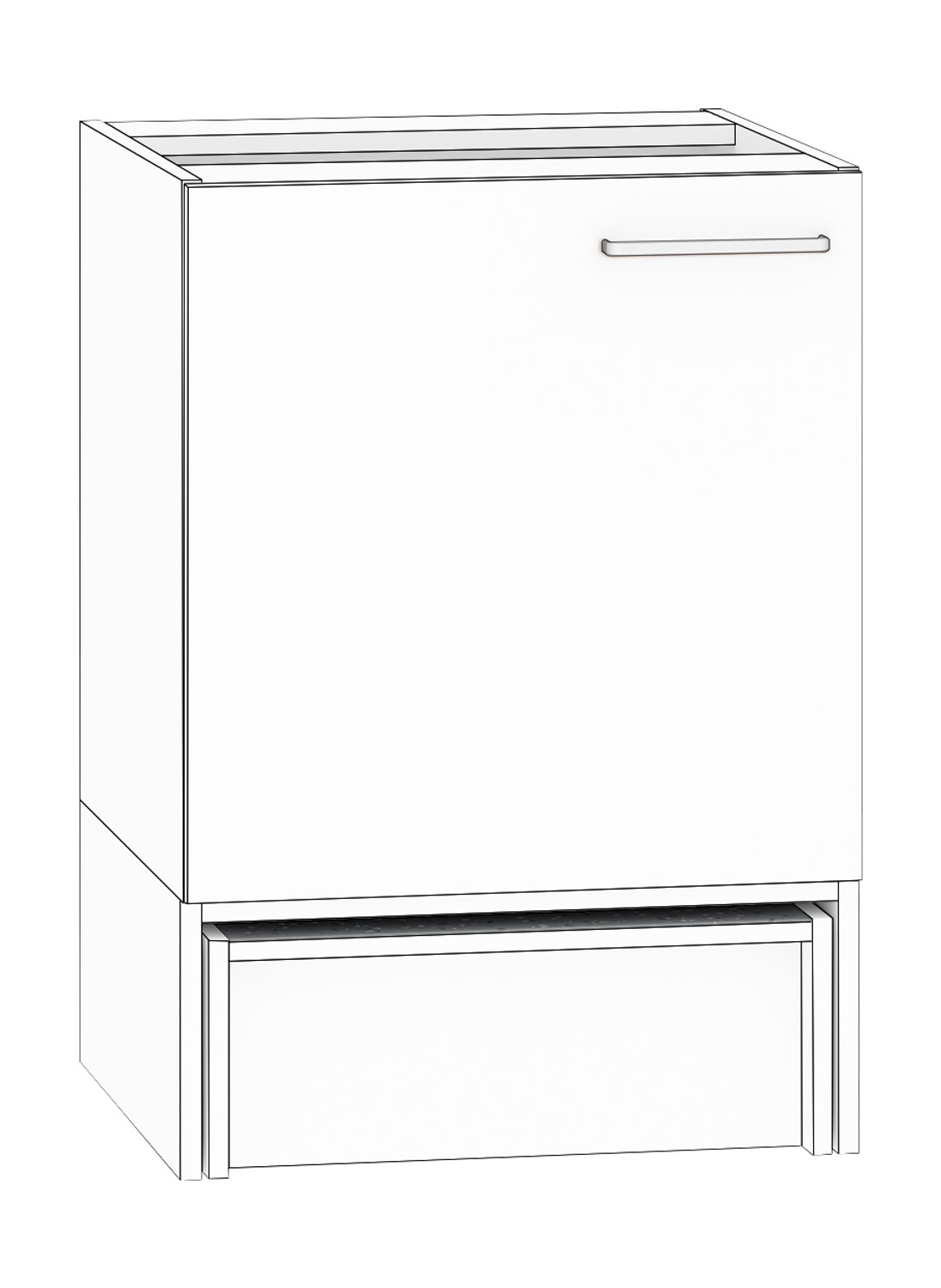 Anstellschrank Breite 60 cm, Türanschlag links, weiß