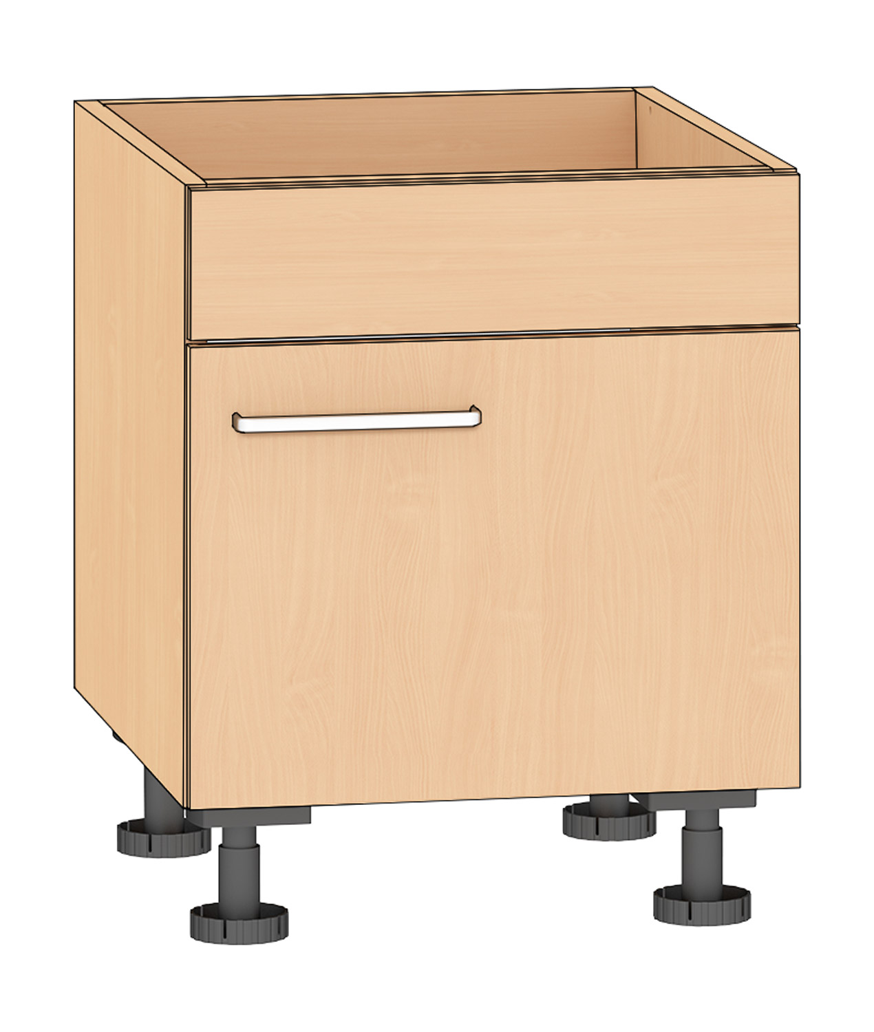 Halber Spülenschrank Breite 50 cm, Türanschlag rechts, Buche