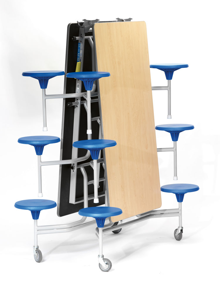 16er Tisch-Sitzkombination Ahorn Dekor, blau