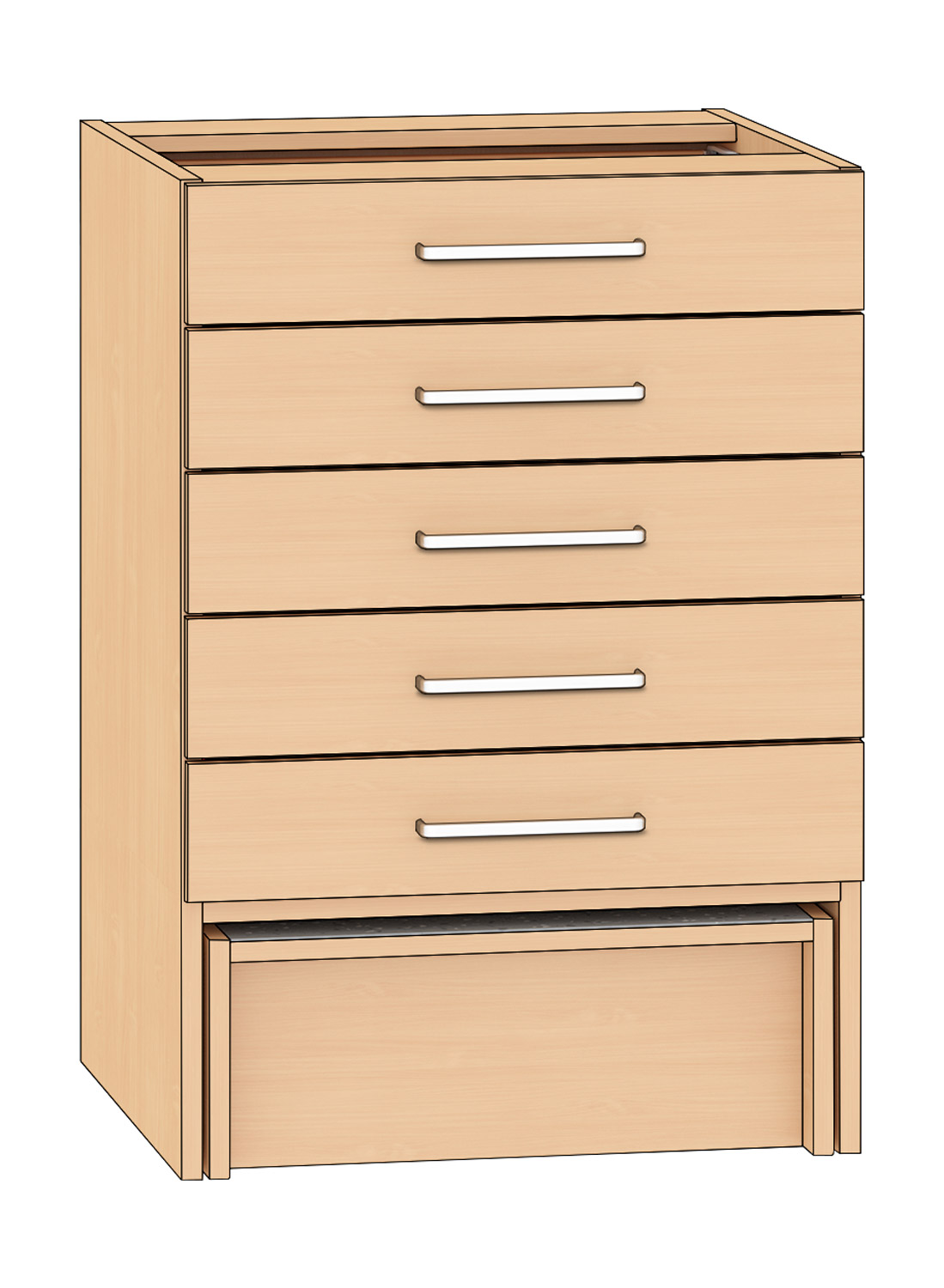 Schubkastenschrank mit 5 Schubkästen, Breite 60 cm