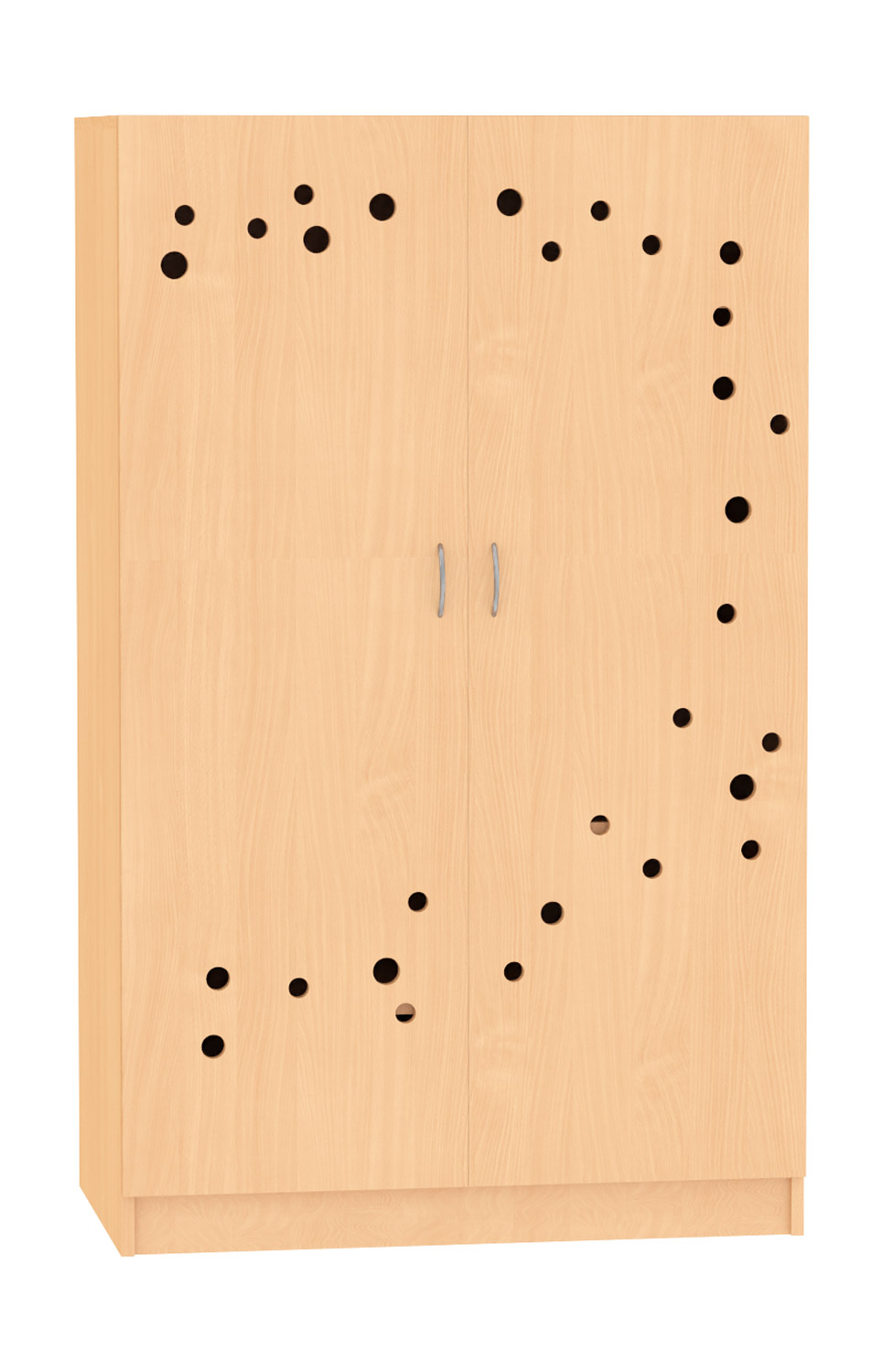 Deckenschrank, Breite 100 cm. Türen mit Lüftungslöchern 62 cm tief, Buche Dekor