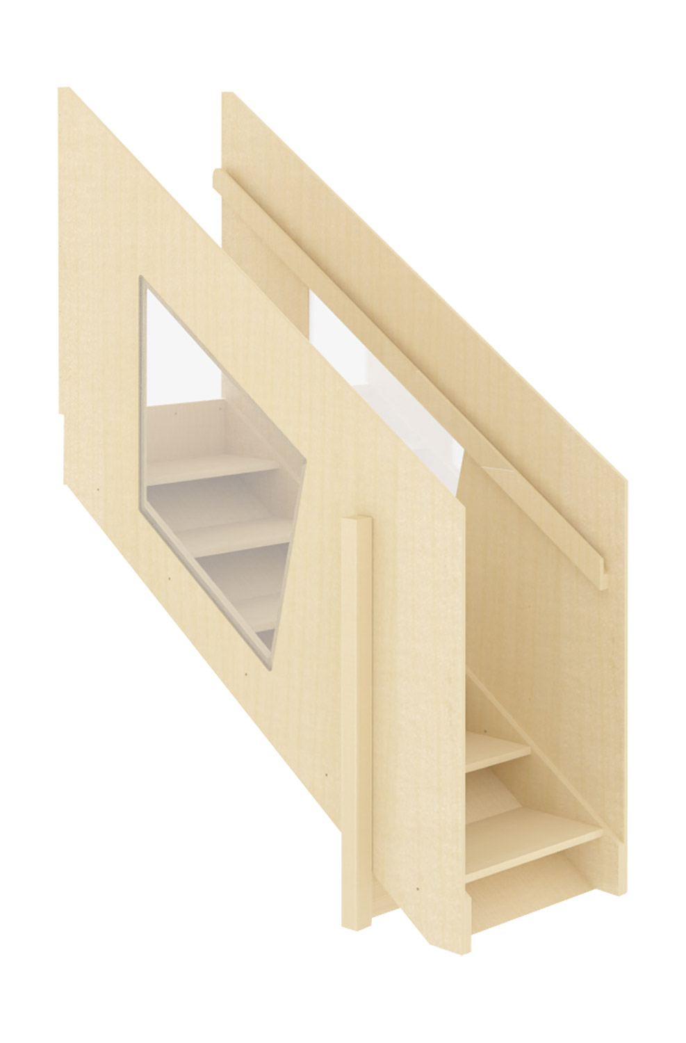 Treppe mit Acrylgasfenster in der Wange für mittlere Höhe