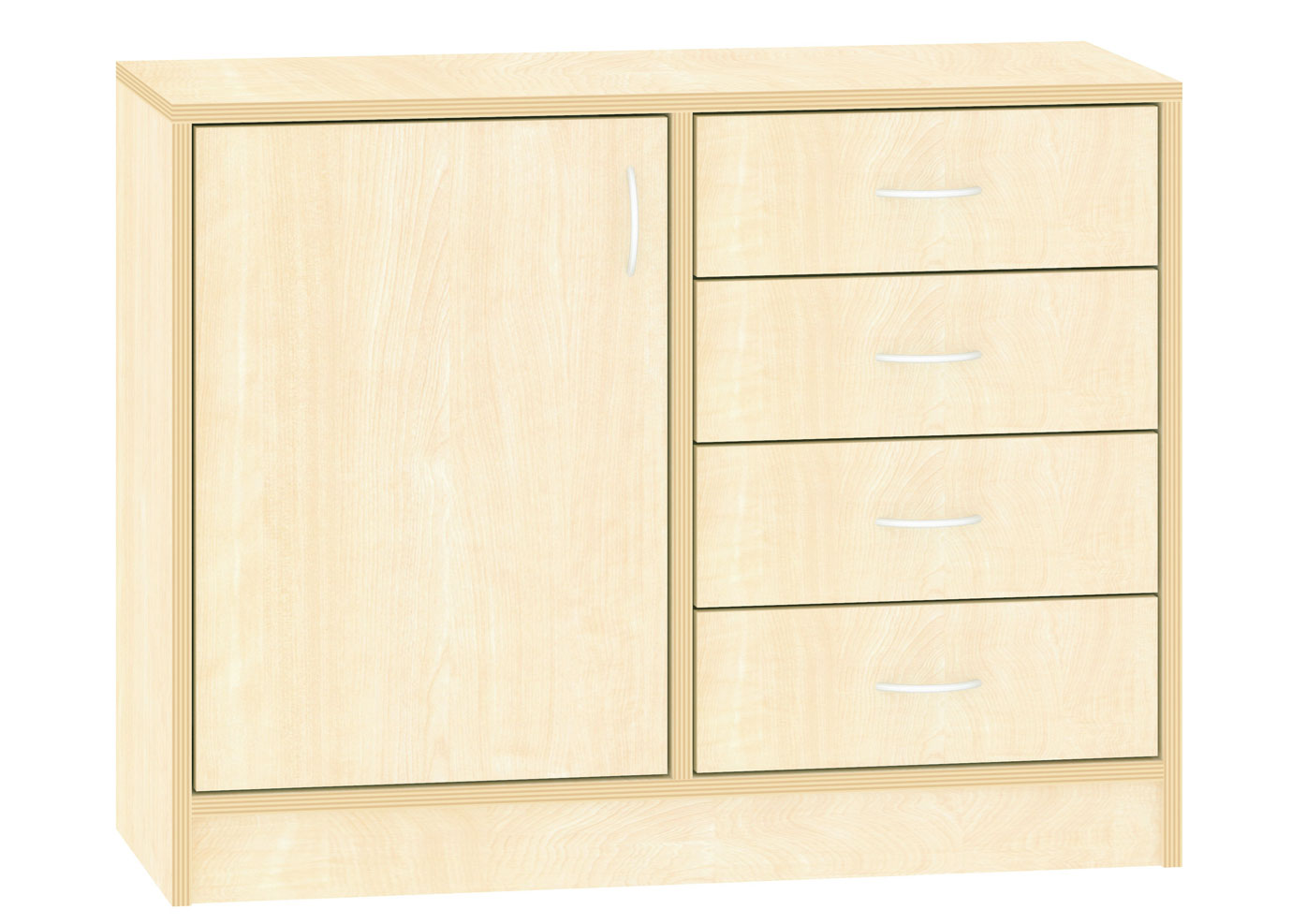 Schrank mit 4 Schubkästen und Tür, Breite 100 cm