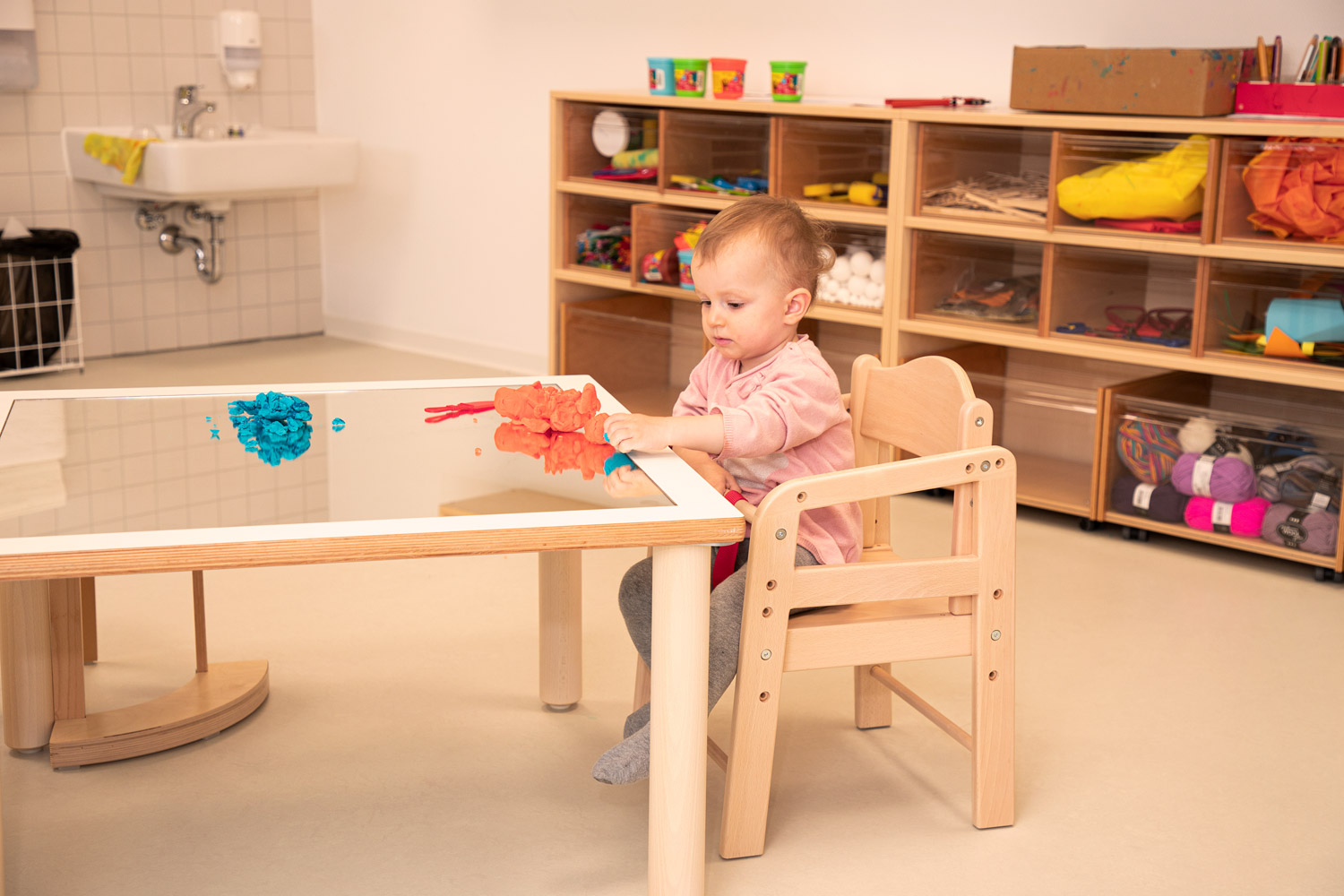 Kinderkrippen Stuhl Ahorn Optik