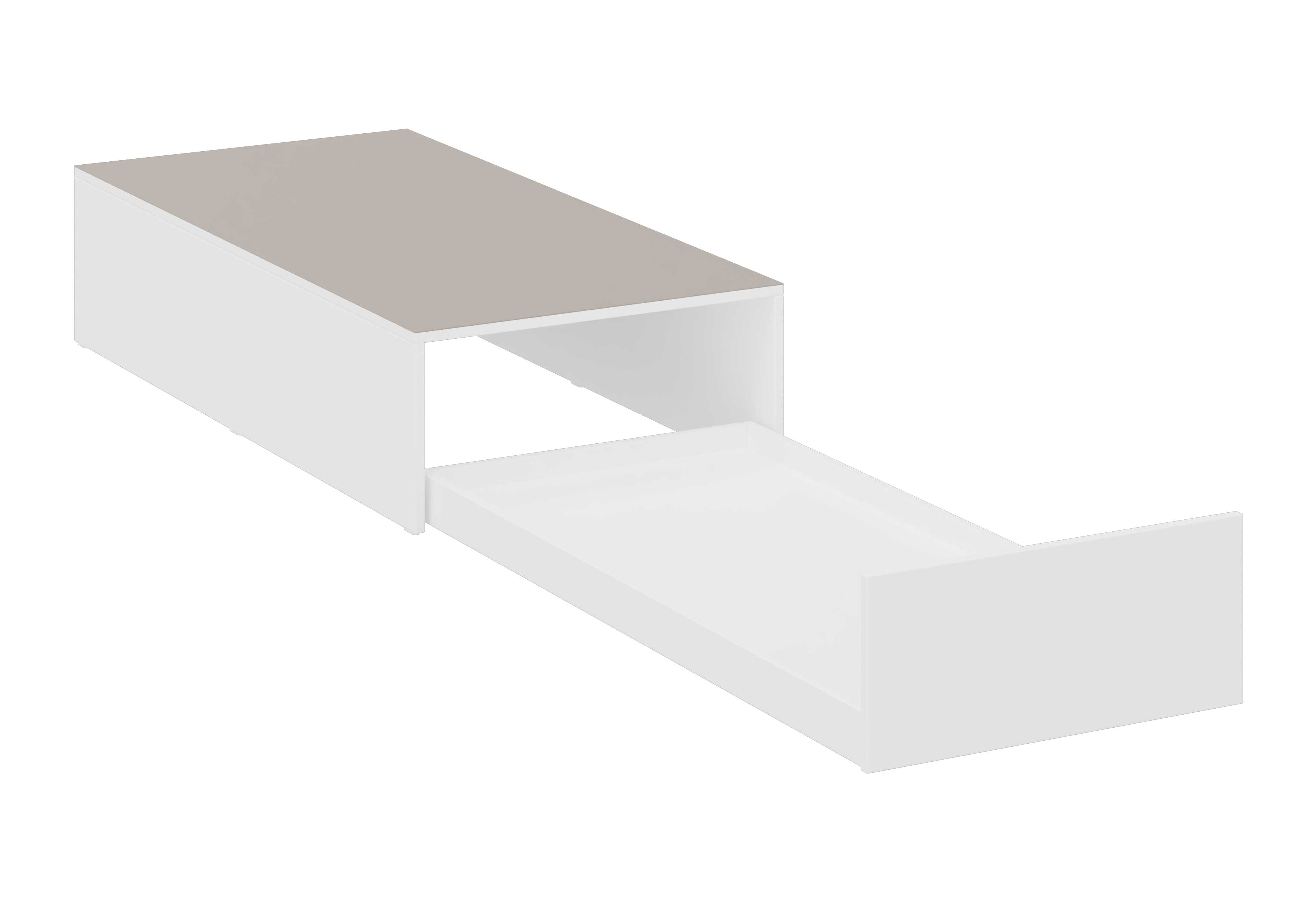 Bettenpodest mit Auszug dunkelgrau, weiß Dekor