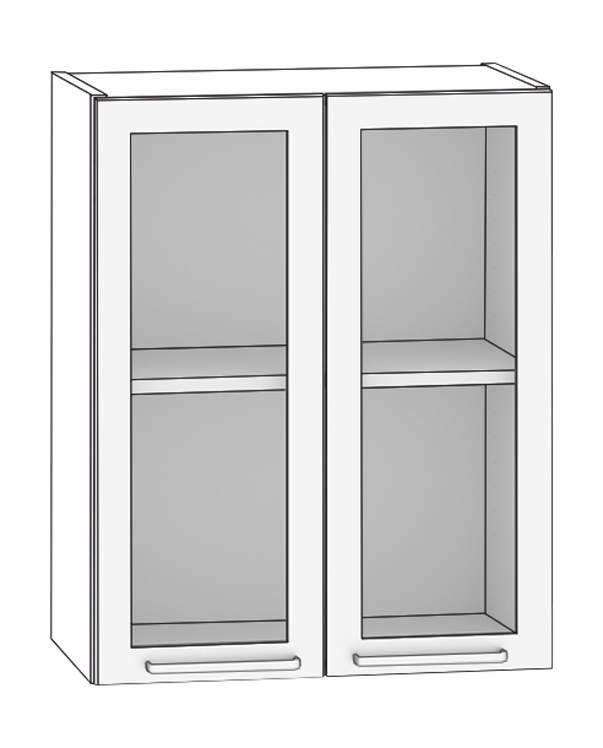 Hängeschrank 2 Glastüren, Höhe 75 cm Breit 60 cm, weiß