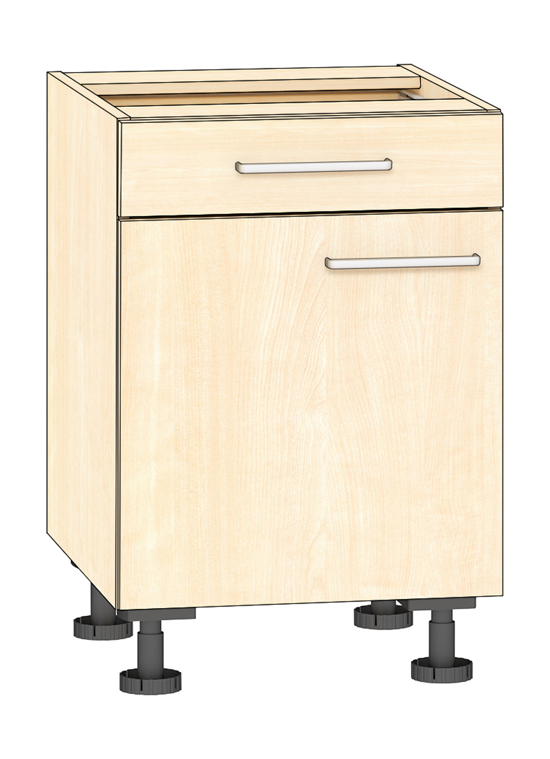 Anstellschrank Breite 50 cm, Türanschlag links, Ahorn