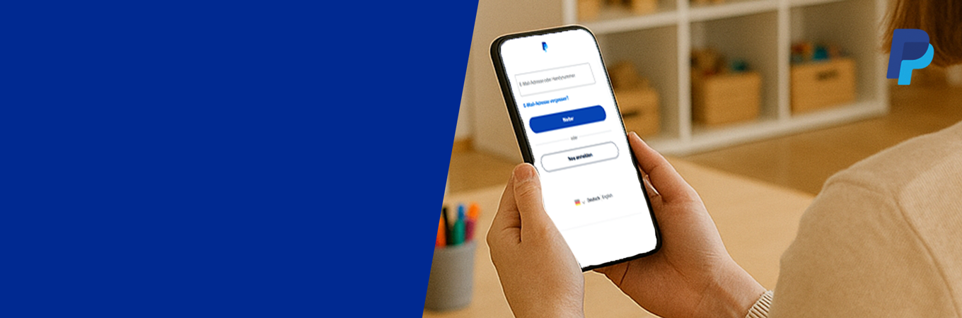 Frau bezahlt mit ihrem Handy online über PayPal