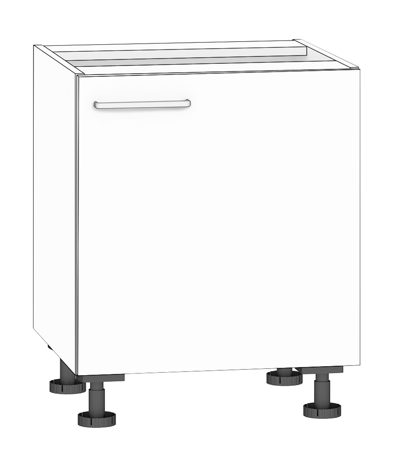 Anstellschrank Breite 60 cm, Türanschlag rechts, weiß
