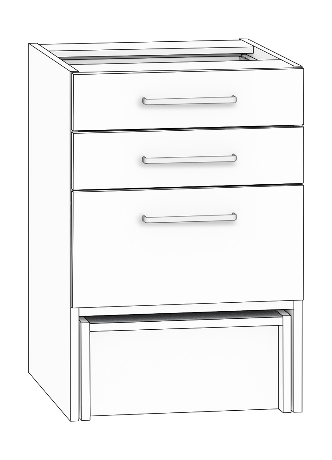Schubkastenschrank mit 3 Schubkästen, Breite 50 cm