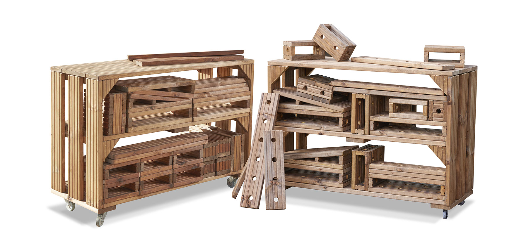 Rollwagen Kreativblöcke und Spielblöcke Komplettset
