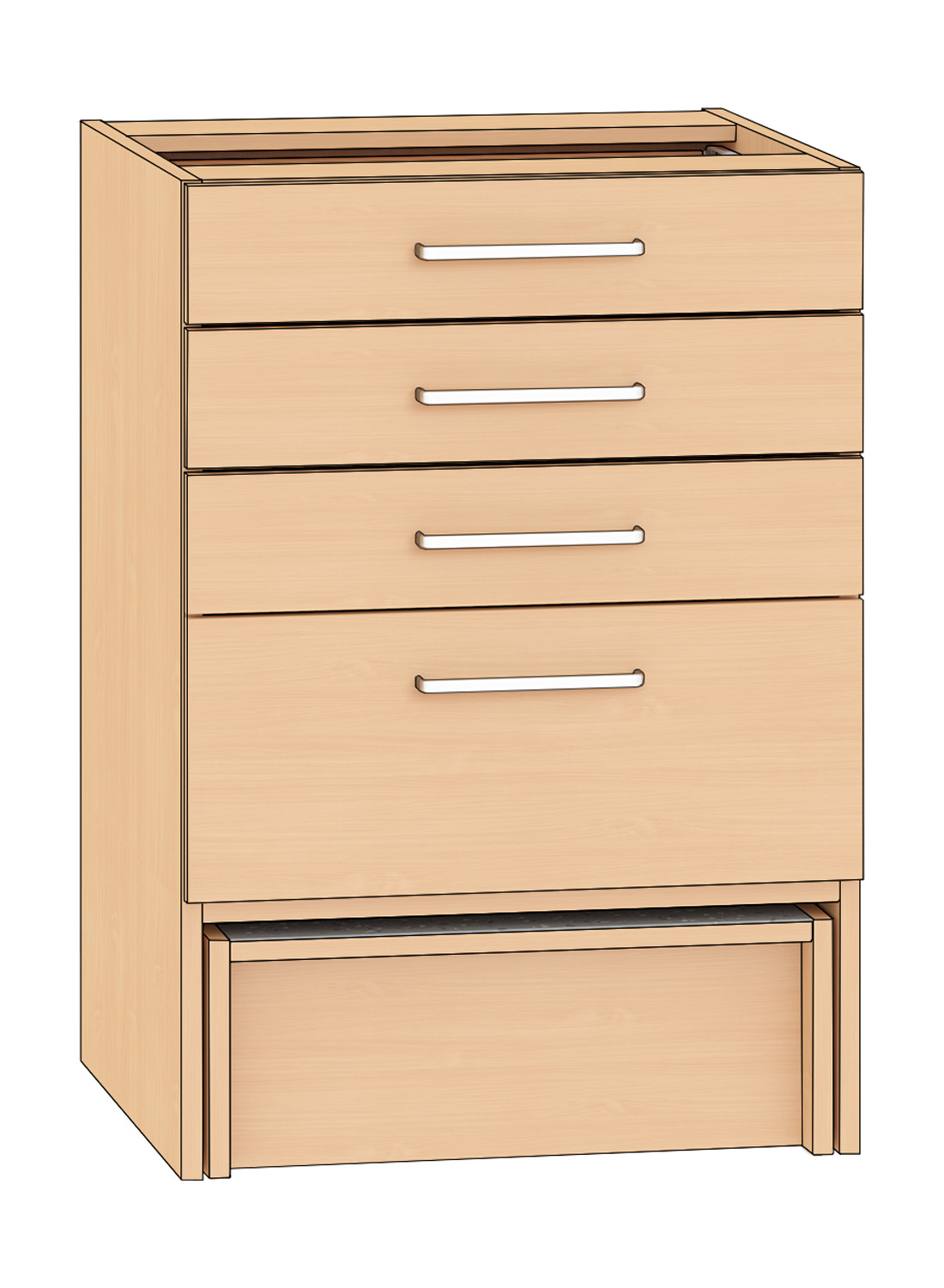 Schubkastenschrank mit 3 Schubkästen, Breite 60 cm