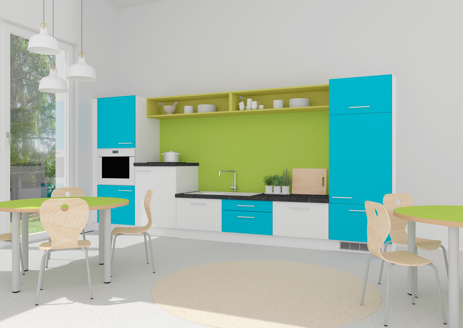 Küche mit unterschiedlichen Arbeitshöhen Küche mit unterschiedlichen Arbeitshöhen