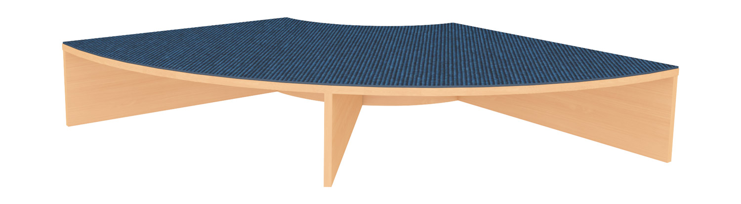 Viertelkreispodest, Rundung außen offen dunkelblau Viertelkreispodest, Rundung außen offen dunkelblau