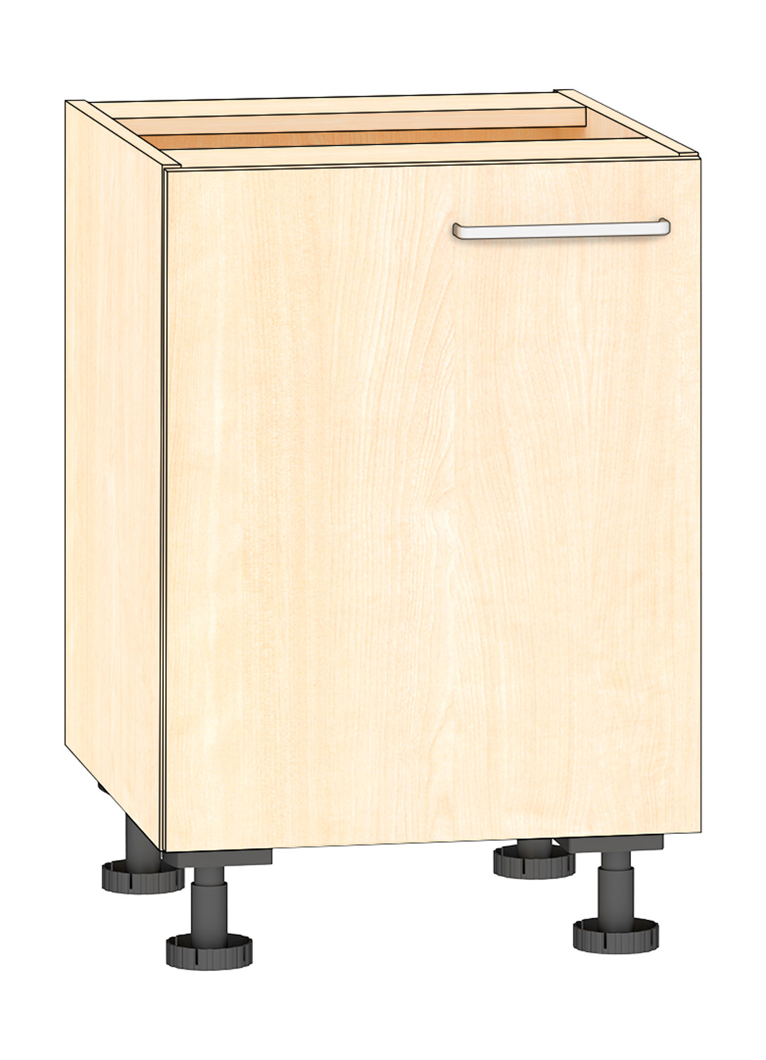 Anstellschrank Breite 50 cm, Türanschlag links, Ahorn