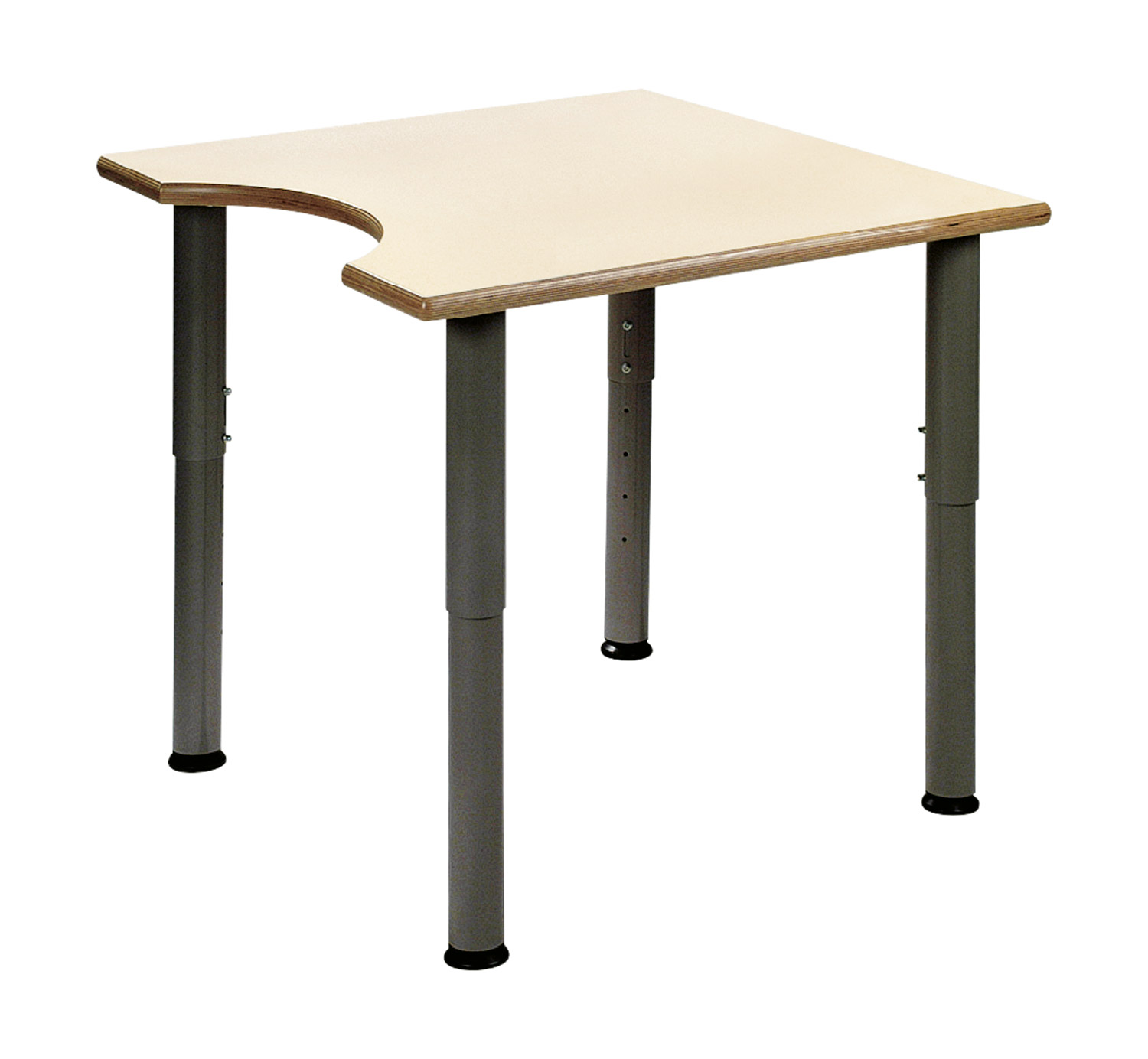 Tisch mit Halbrundausschnitt, höhenverstellbar Quadrat, 80 x 80 cm