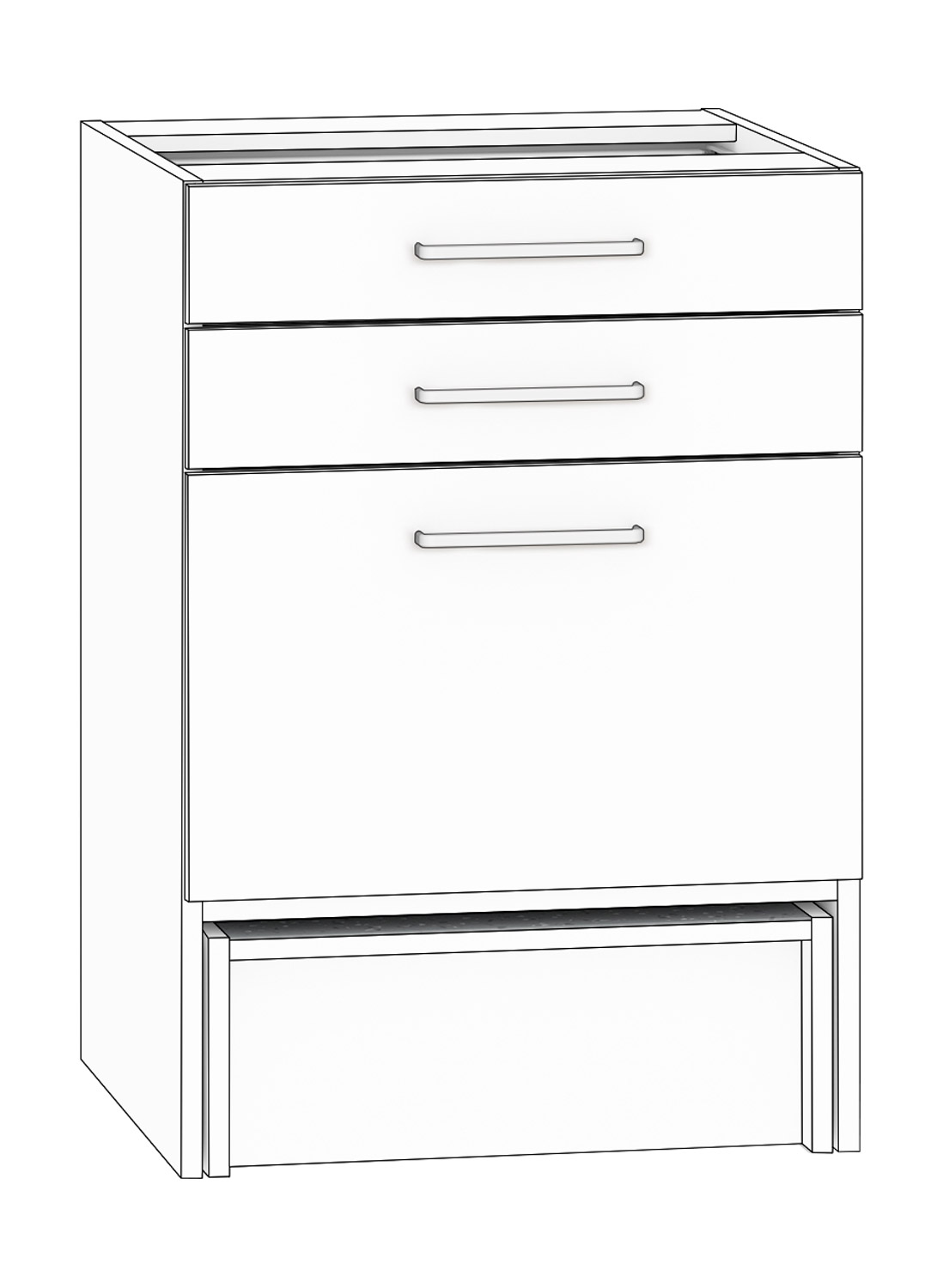 Schubkastenschrank 3 Schubkästen Breite 60 cm, weiß